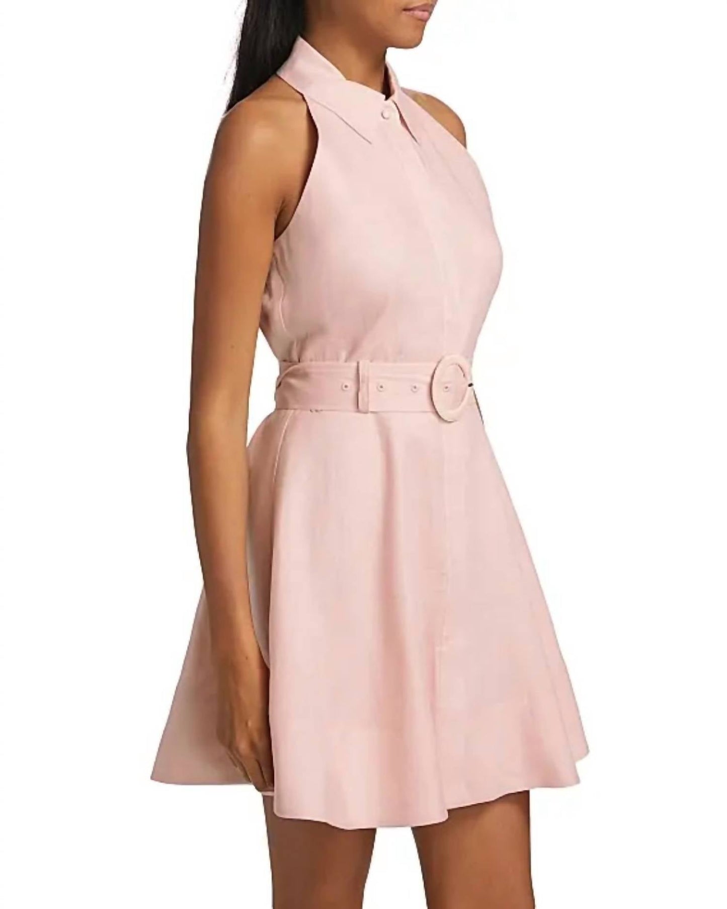 Veronica Beard - Beau Belted Linen Halter Minidress