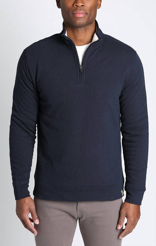 Jachs New York - Moletom com capuz e zíper de um quarto em jacquard reciclado com forro de sherpa