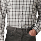 Camisa de flanela de algodão com botões Rodd &amp; Gunn Boltons Trim Fit Check em cinza, tamanho grande