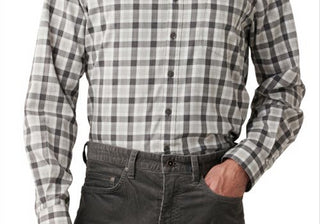 Camisa de flanela de algodão com botões Rodd &amp; Gunn Boltons Trim Fit Check em cinza, tamanho grande