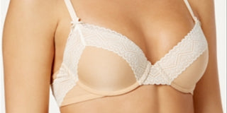 Sutiã camiseta Heidi by Heidi Klum feminino liso mesclado com renda bege tamanho 38D