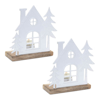 Metal House Tealight Candle Holder (Set of 2)