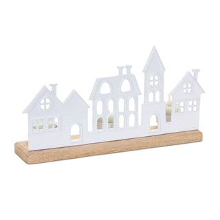 Metal Village Tealight Candle Holder (Set of 2)