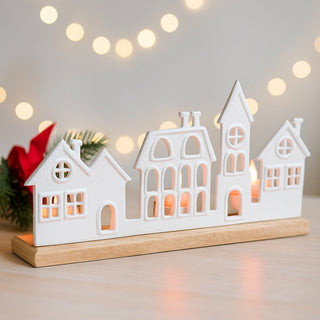 Metal Village Tealight Candle Holder (Set of 2)