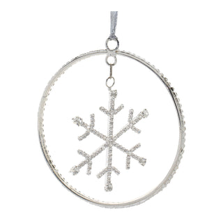 Jeweled Metal Hanging Snowflake Ornament (Set of 12)