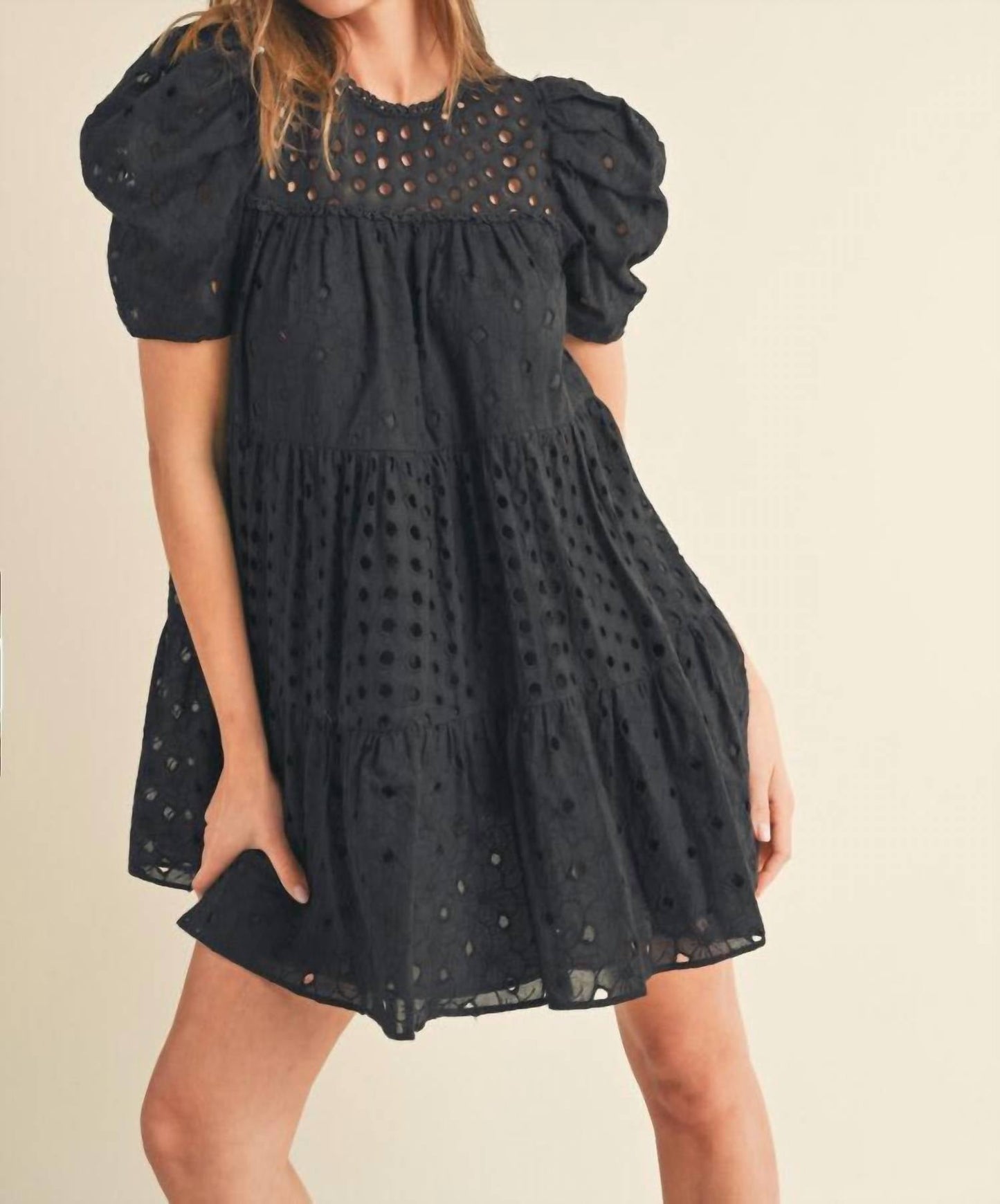 &Merci - Keri Eyelet Babydoll Mini Dress