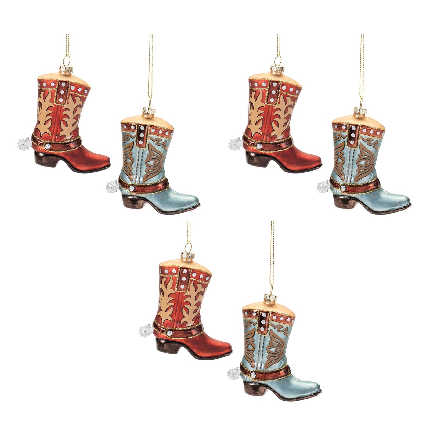 Glass Cowboy Boot Ornament (Set of 6)