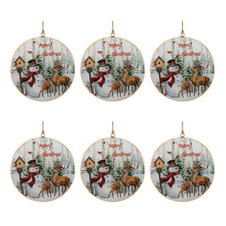 Merry Christmas Woodland Disc Ornament (Set of 6)