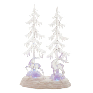Multicolored LED Deer and Trees 15"H