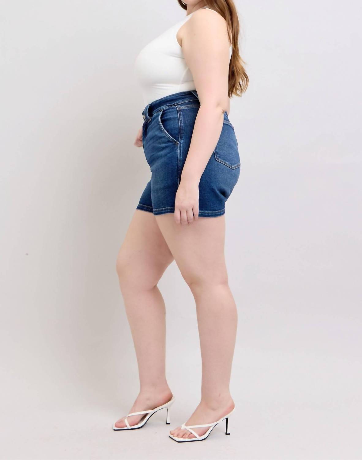 Judy Blue - High Waist Double Button Waistband Denim Short