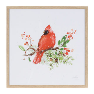 Framed Winter Cardinal Print Under Glass (Set of 2)