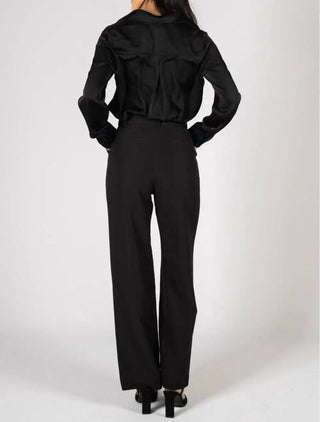 P.Cill - Satin Button Down Blouse With Side Slit