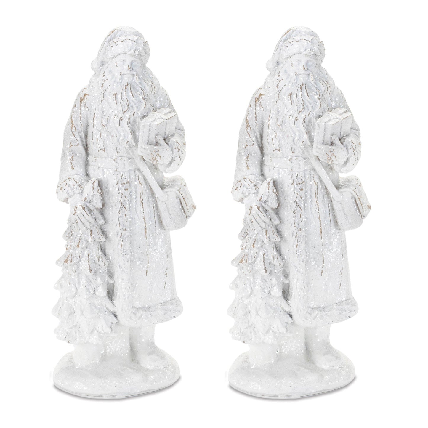 Glittered Santa Figurine (Set of 2)