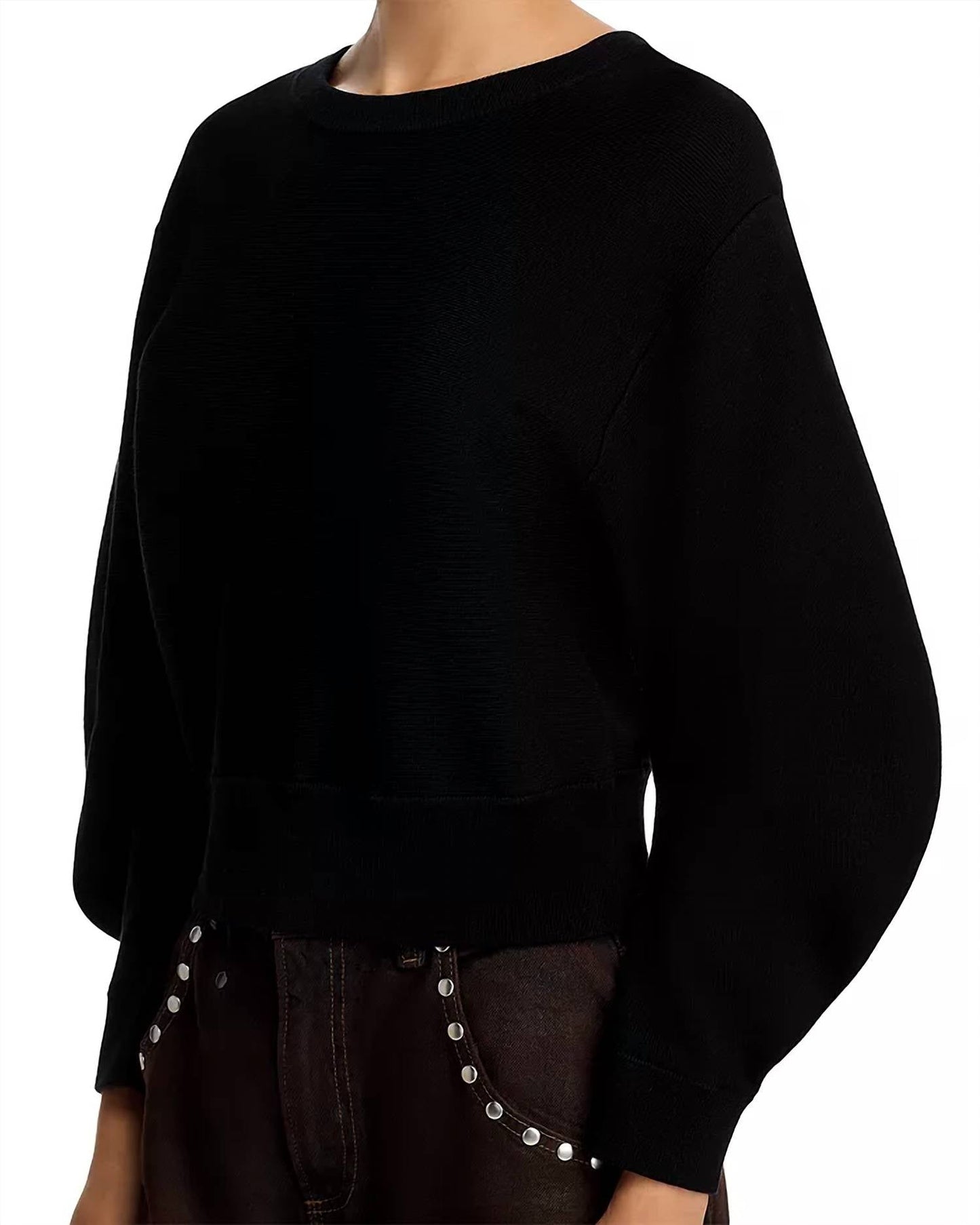 Steve Madden - Rosina Fine Rib Balloon Sleeve Sweater