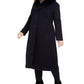 Forecaster Feminino Fox Faux Collar Maxi Coat Preto Tamanho 16W