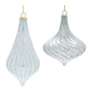Frosted Blue Glass Ornaments – Set of 6