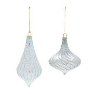 Frosted Blue Glass Ornaments – Set of 6