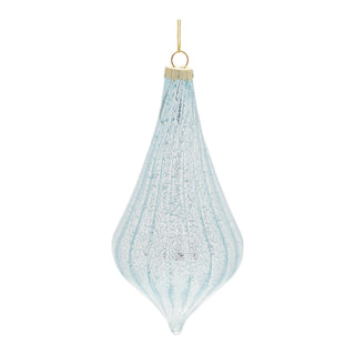 Frosted Blue Glass Ornaments – Set of 6