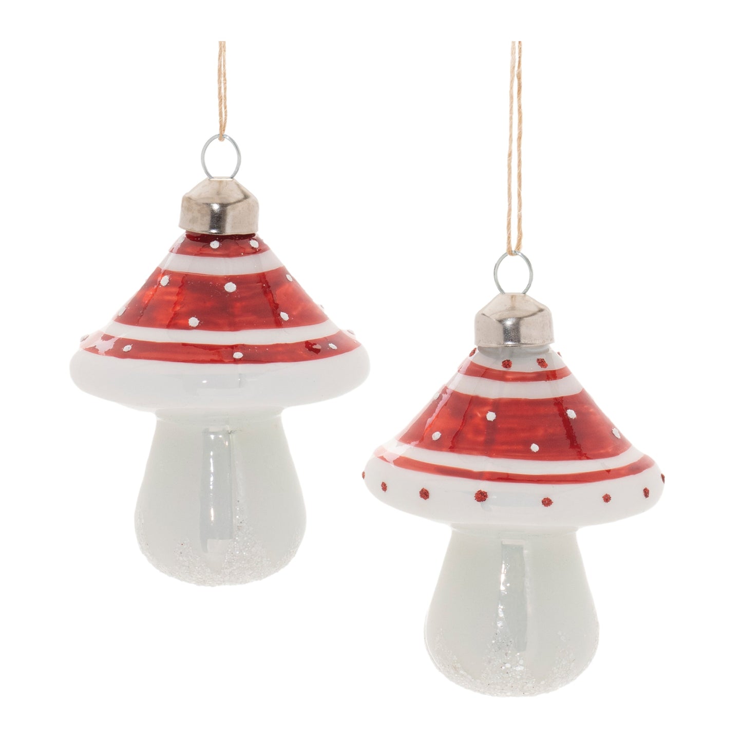 Glittered Glass Mushroom Ornament (Set of 6)