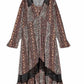 Topshop - Snake Print Lace Trim Midi A Line Dress