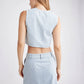 Self Contrast - Lin Crop Denim Vest