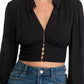 AFRM Lauretta Crop Top in Noir, Size Small