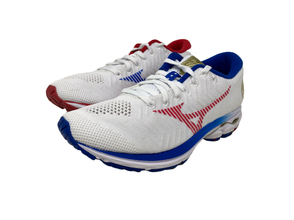 Tênis de corrida Mizuno Wave Rider 22 Knit feminino, branco/vermelho, tamanho 6 B(M) EUA