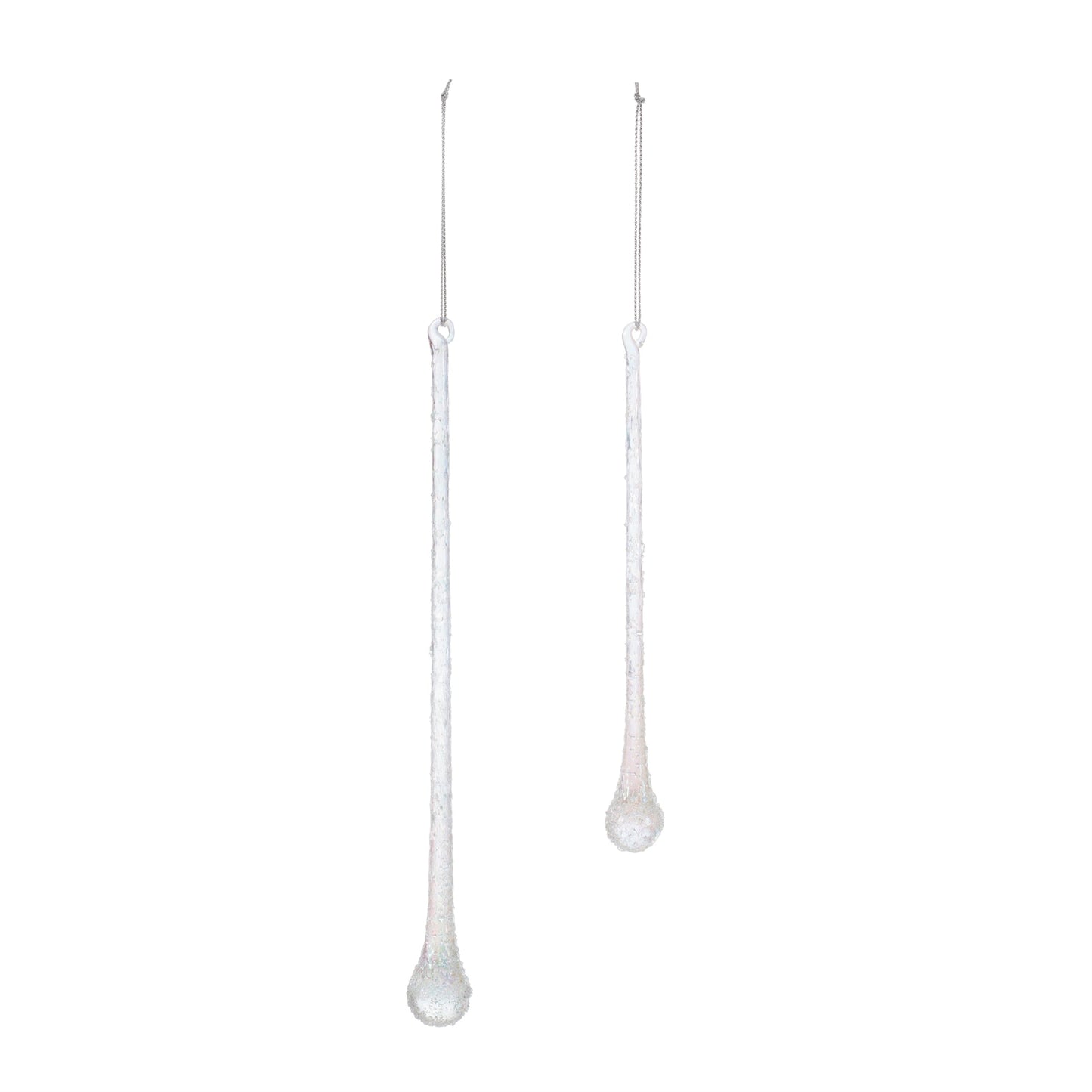 Beaded iridescent glass drop ornament (set of 12)