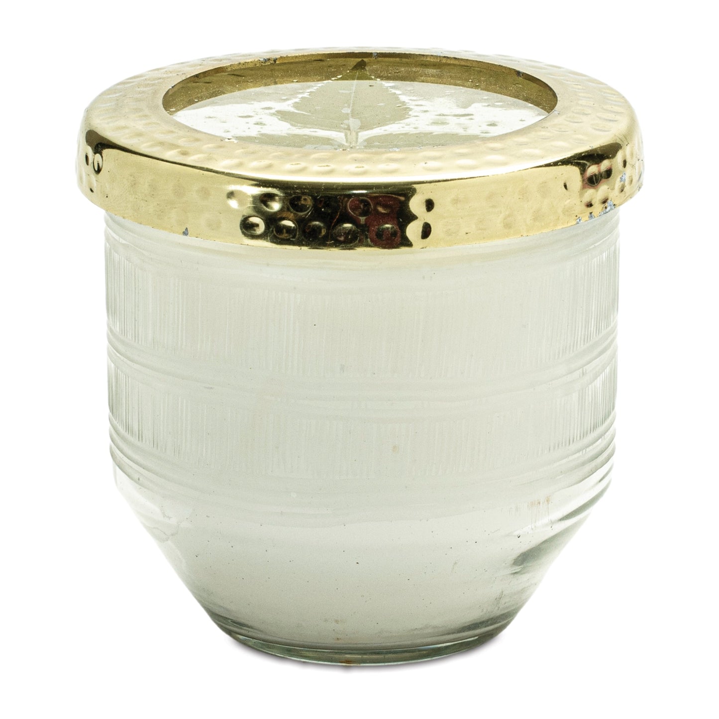 White Currant Scented Soy Candle with Pressed Floral Lid 4.25"D