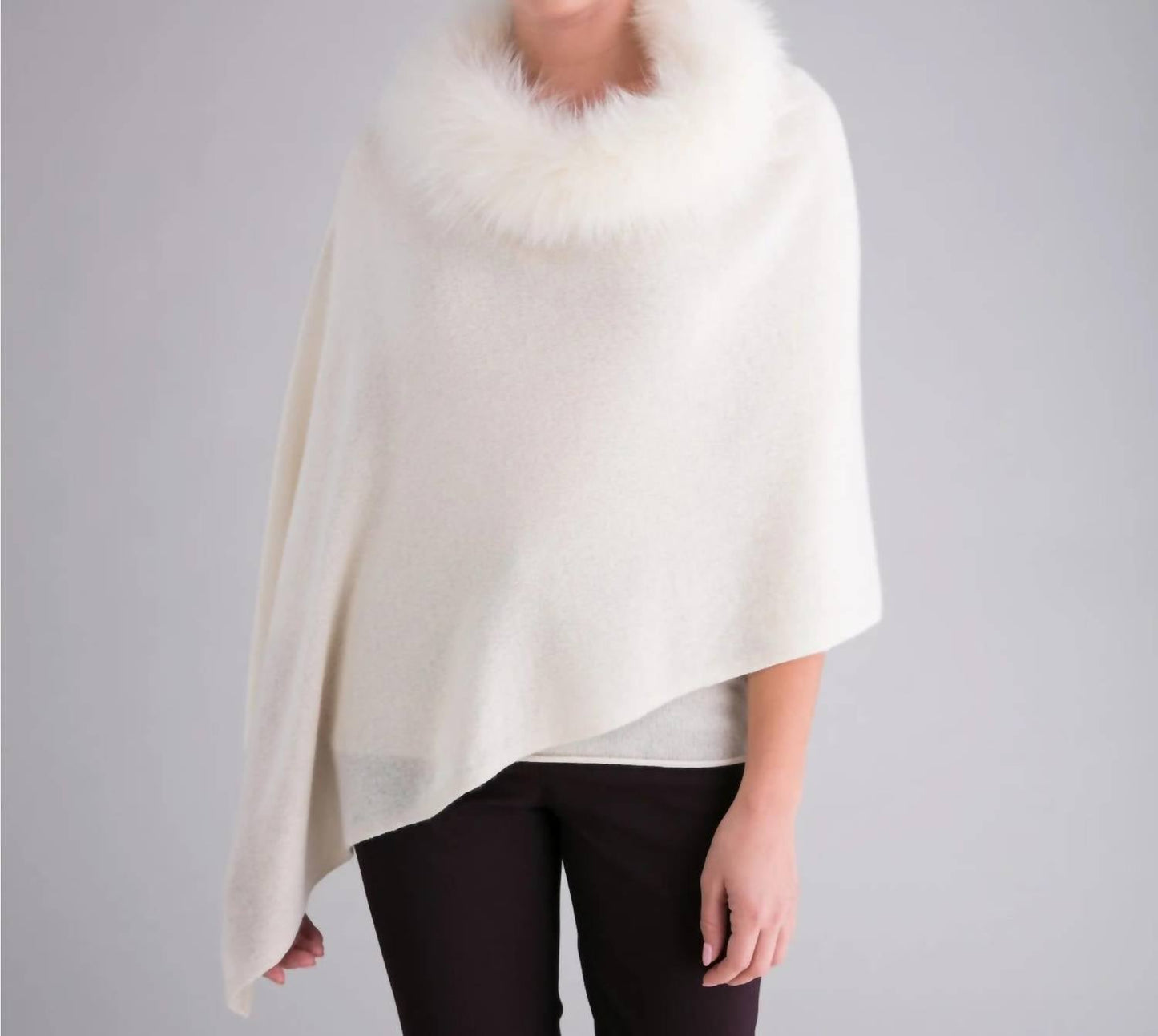 Alashan Cashmere - Fox Trim Topper Poncho
