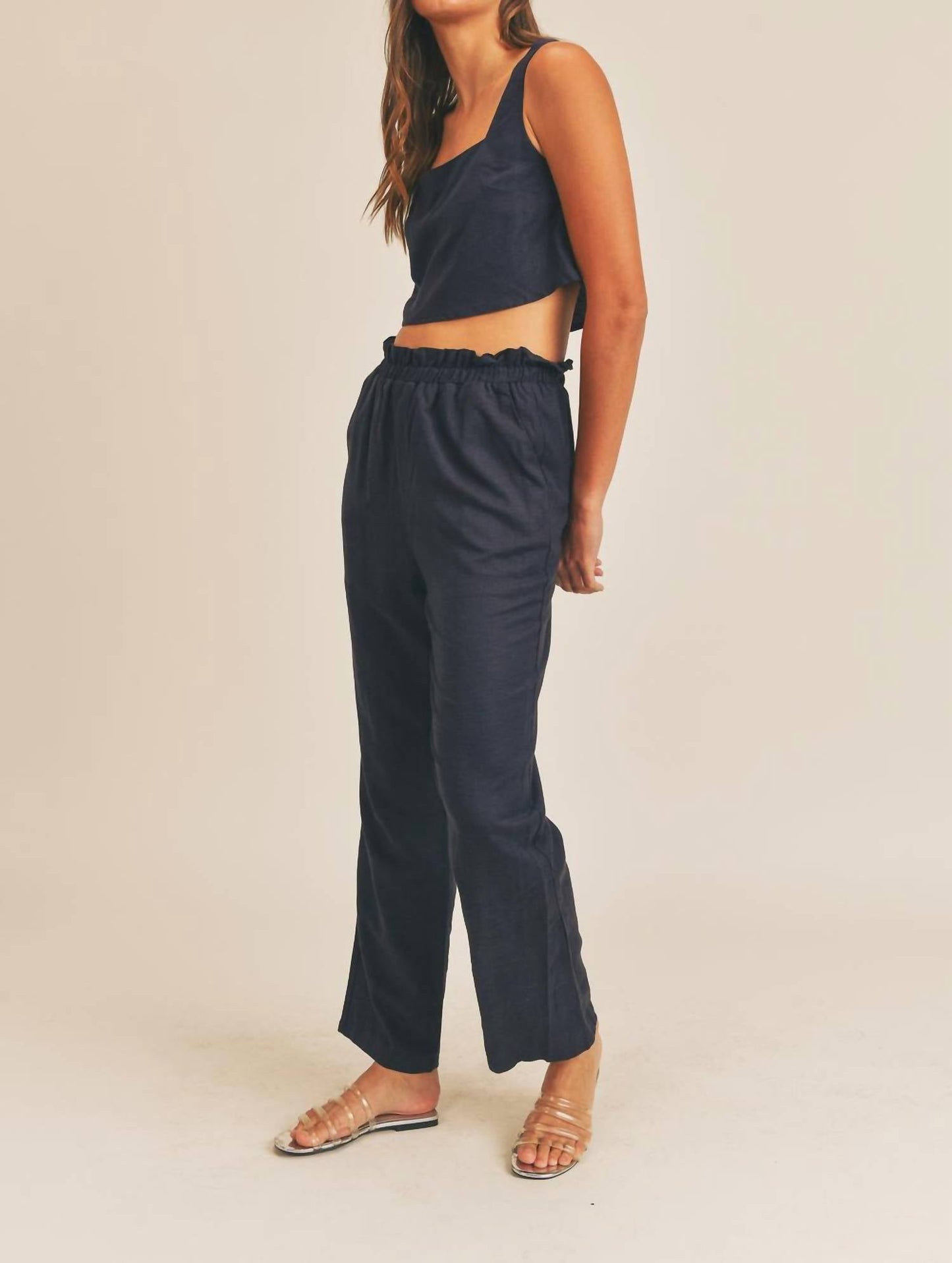 Mable - Aya Crop Top And Pants Set