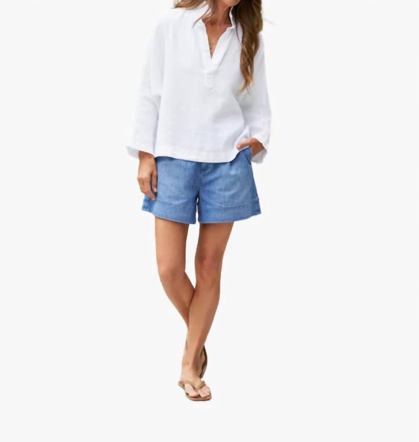 Frank & Eileen - Gabi Linen Popover Top