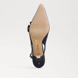 Sam Edelman - Scarpin Feminino Bianka Tecido Bico Fino Salto Baixo com Fivela e Salto Baixo