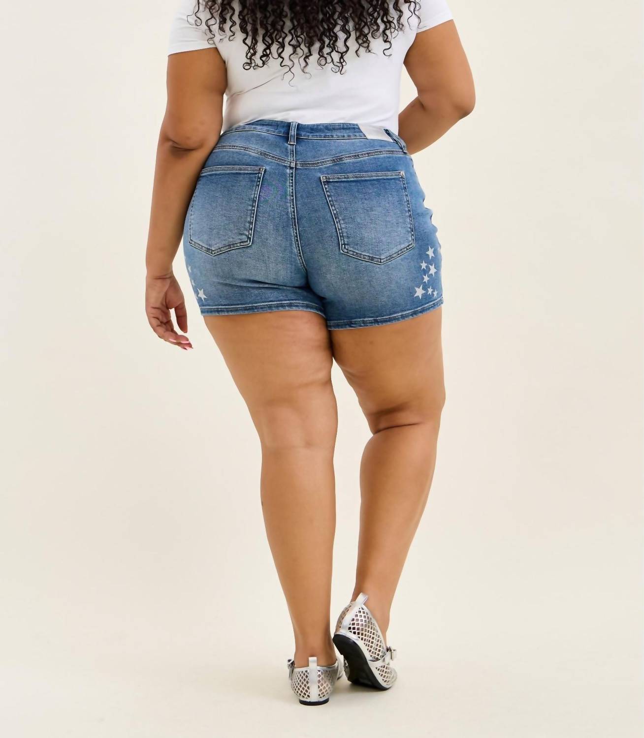 Judy Blue - High Waist Star Splatter Slim Denim Short