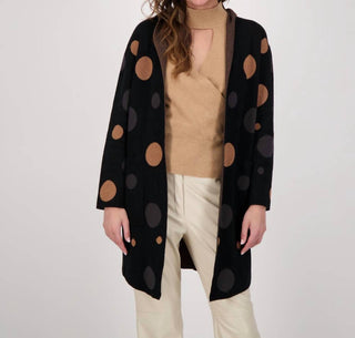 Gabby Isabella - Cardigan com capuz e frente aberta Polka