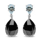 18K White Gold 1/5 Cttw Diamond with Pear Cut Sky Blue Topaz and Pear-Cut Black Onyx Gemstone Dangle Earring (G-H Color, SI1-SI2 Clarity)