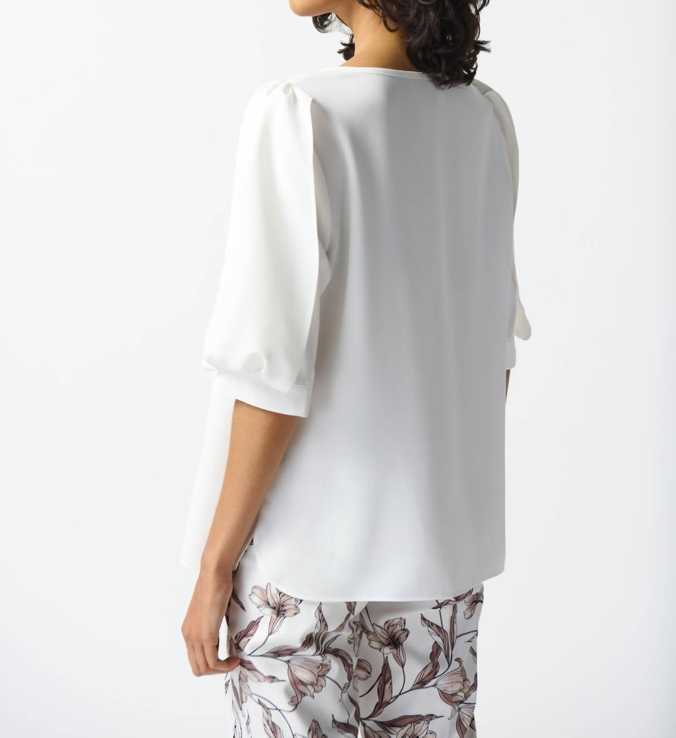 Joseph Ribkoff - Scoopneck Blouse With Pleated Sleeves