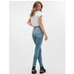 Calça jeans skinny feminina GUESS de cintura alta e comprimento até o tornozelo, azul, tamanho 26