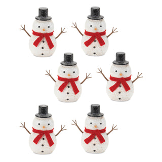 Glittered Snowman Figurine (Set of 6)