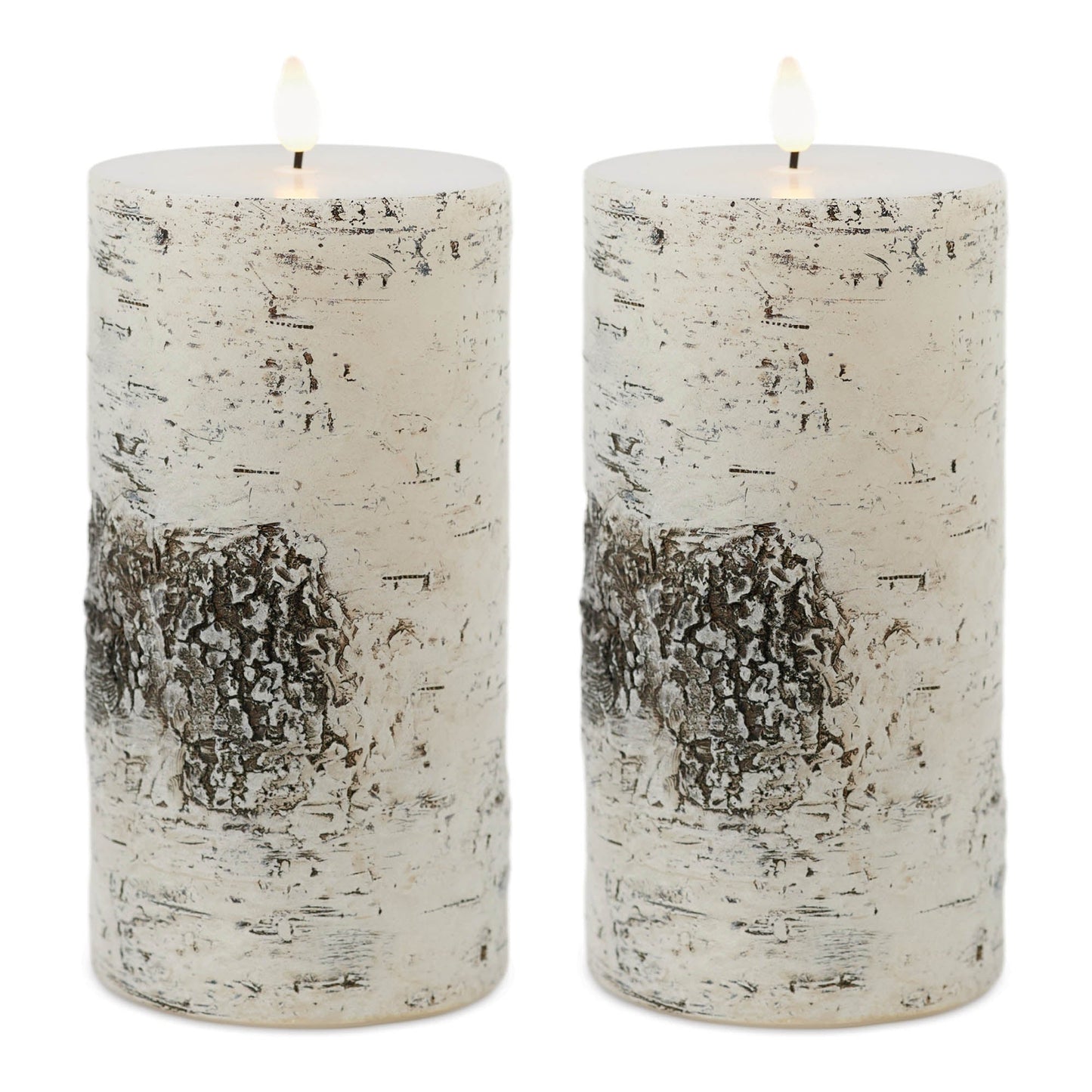 FIA Wick Birch Design Pillar Candle (Set - 2)
