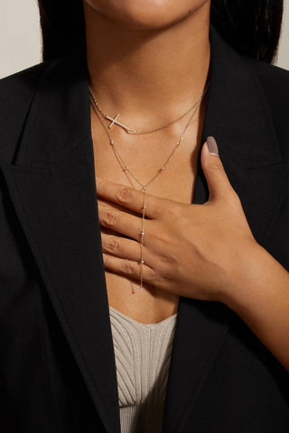 Eklexic - Colar Lariat cravejado de zircônia cúbica feminina