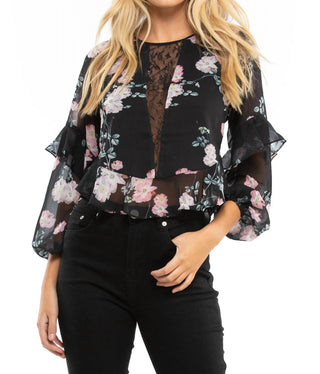 Blue Life - Blusa Tomie de manga comprida com babados