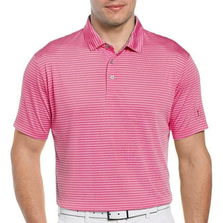 PGA TOUR Men's Feeder Stripe Golf Polo - Bossy Pink