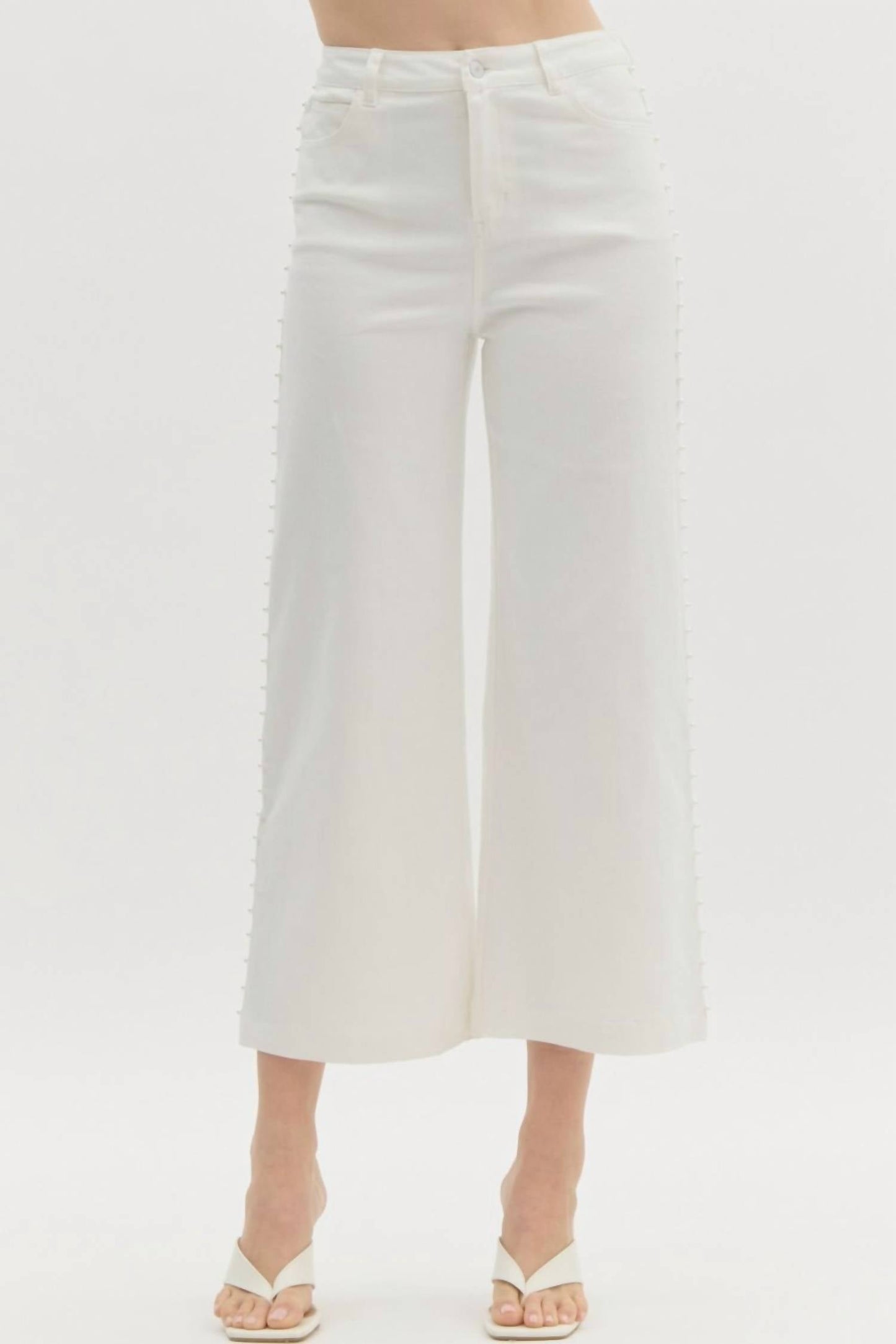 Entro - Pearl Detail Wide Leg Pants