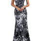 Jovani - Two Tone Embroidered Off-Shoulder Gown