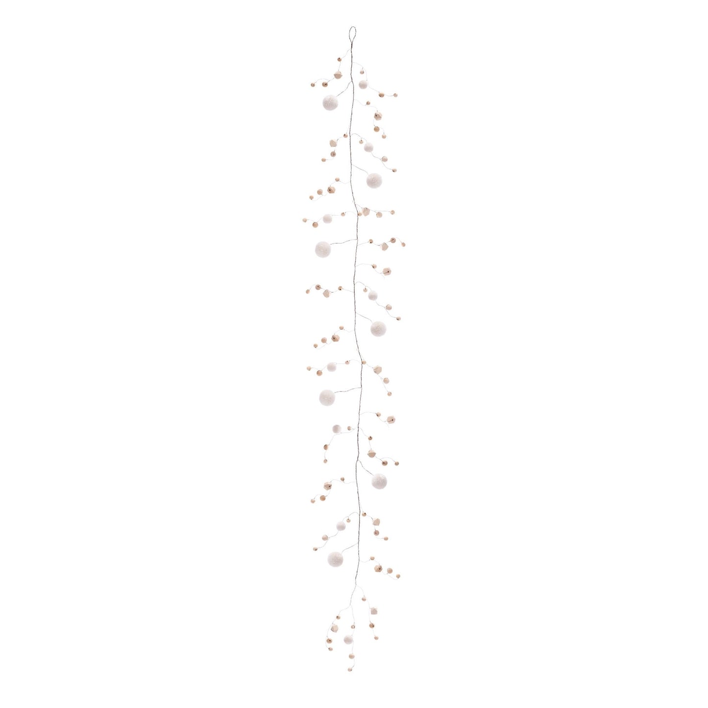 Wood Bead and Puff Ball Garland (Set of 2)