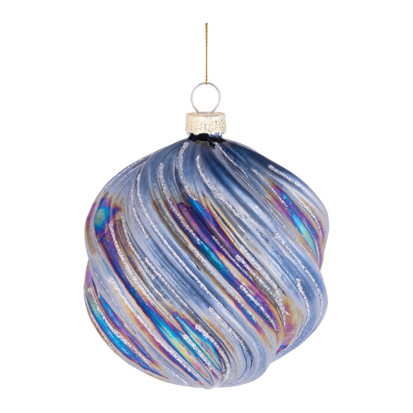 Iridescent Swirled Glass Ornament (Set - 6)