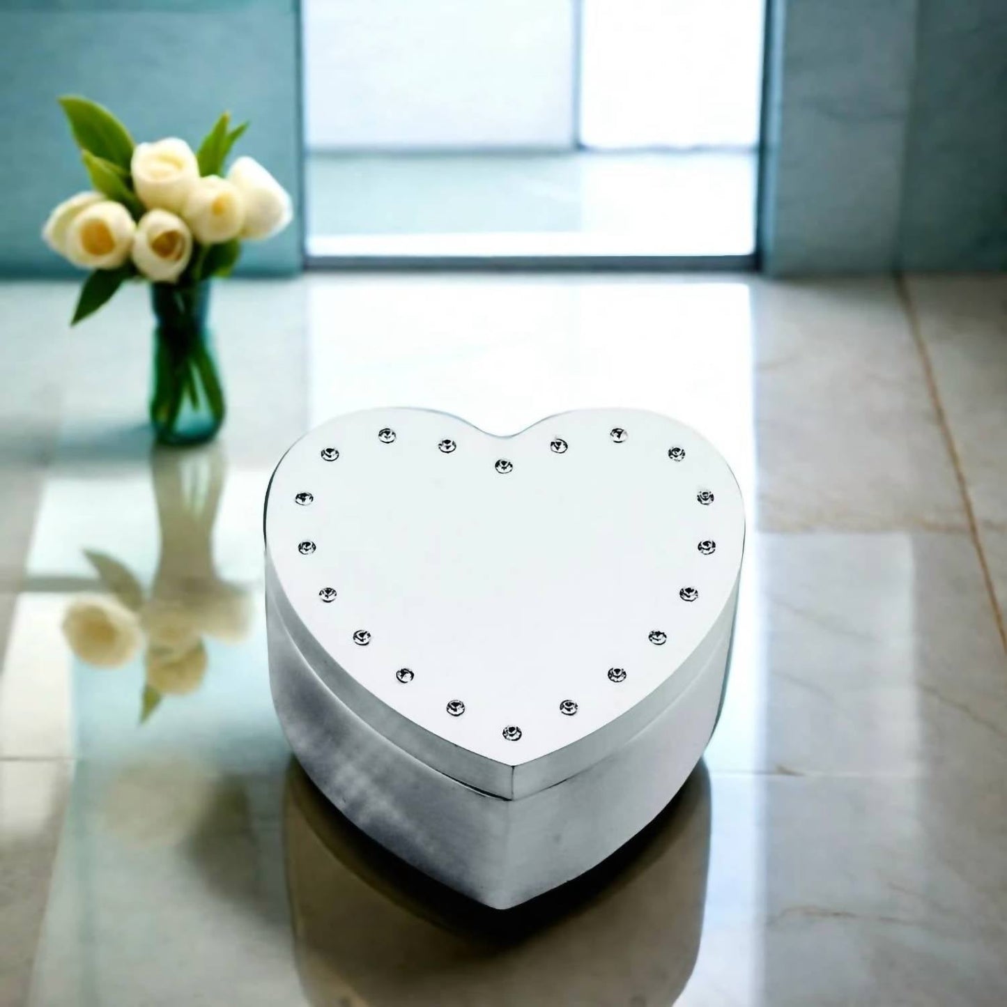 Creative Gifts International - Heart Box With Crystals In Lid