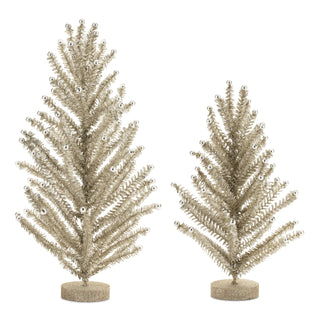 Glittered Tinsel Pine Tree (Set of 2)