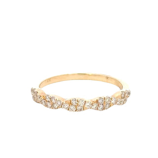 Aamiaa - Anel com diamante natural de 0,35 quilates e faixa torcida - Tamanho 6,5